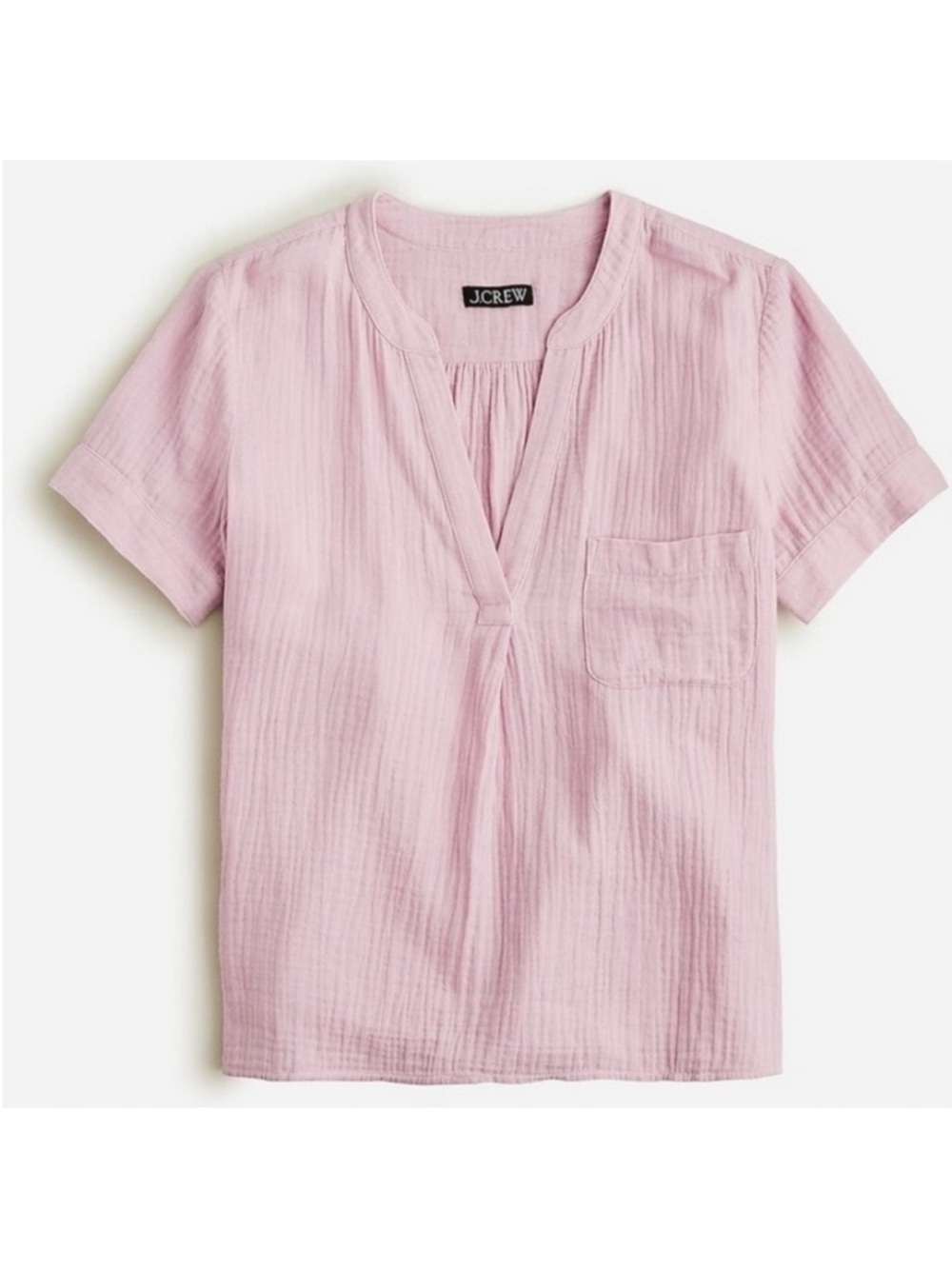 J. Crew V-Neck Double-Gauze Popover Lilac Blouse
